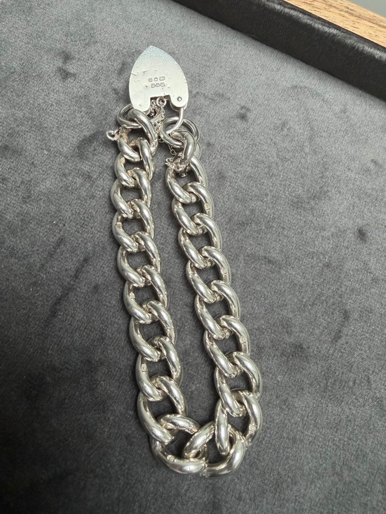 Vintage Sterling puffy curb link bracelet - 7.24