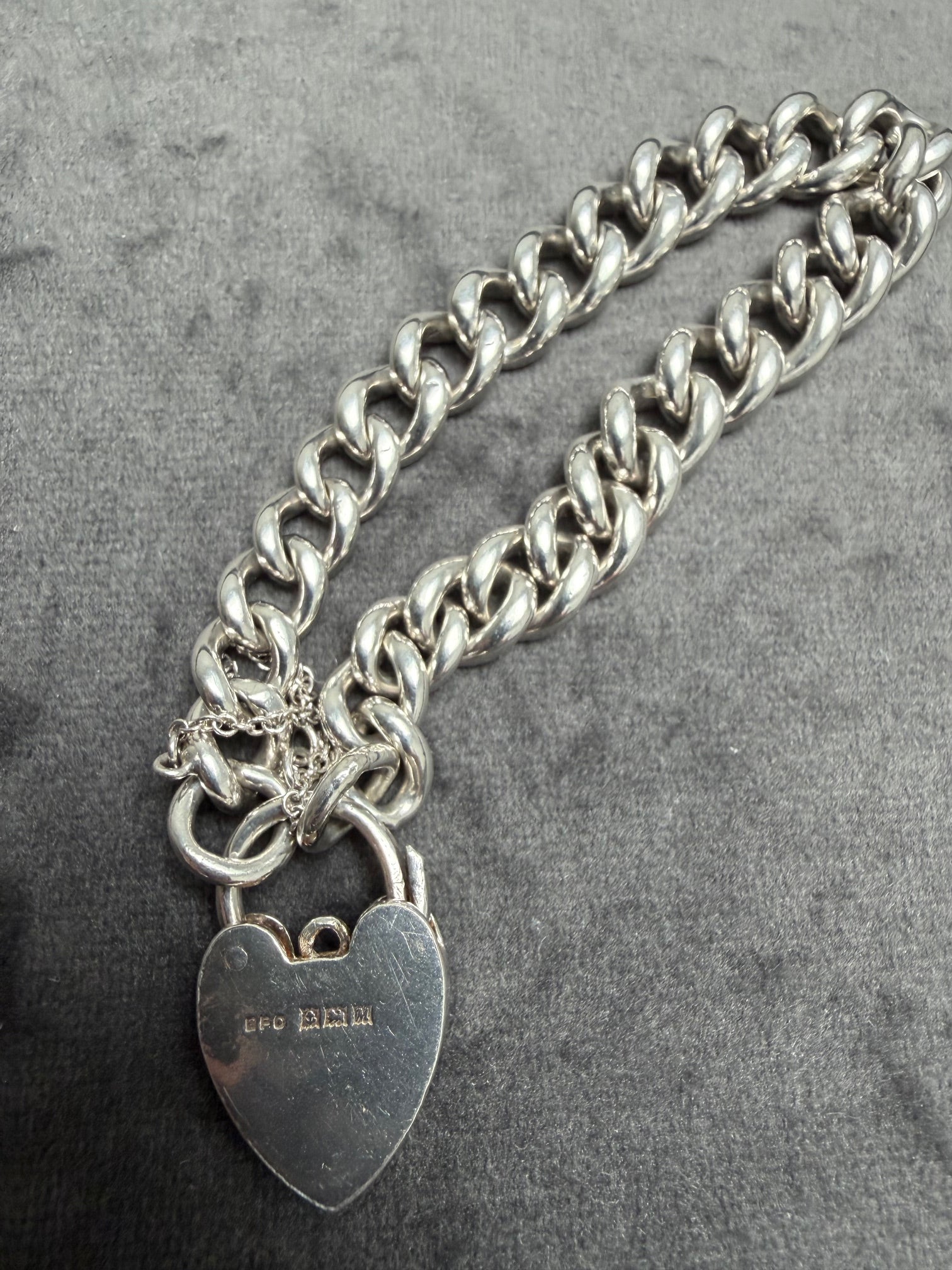 Vintage Sterling Puffy Curb Link Bracelet - 7.87