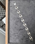 Vintage Sterling Silver Puffy Mariner Link Bracelet