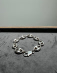 Vintage Sterling Silver Puffy Mariner Link Bracelet