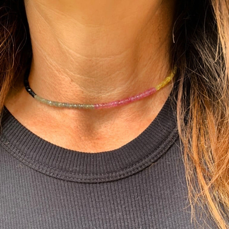 The "tisissi" choker - all natural faceted gemstones.