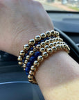 Client lapis lazuli and 14k gold filled stack. Bead size ranging from 4mm to 8mm.