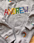 Made to order rainbow name on gray