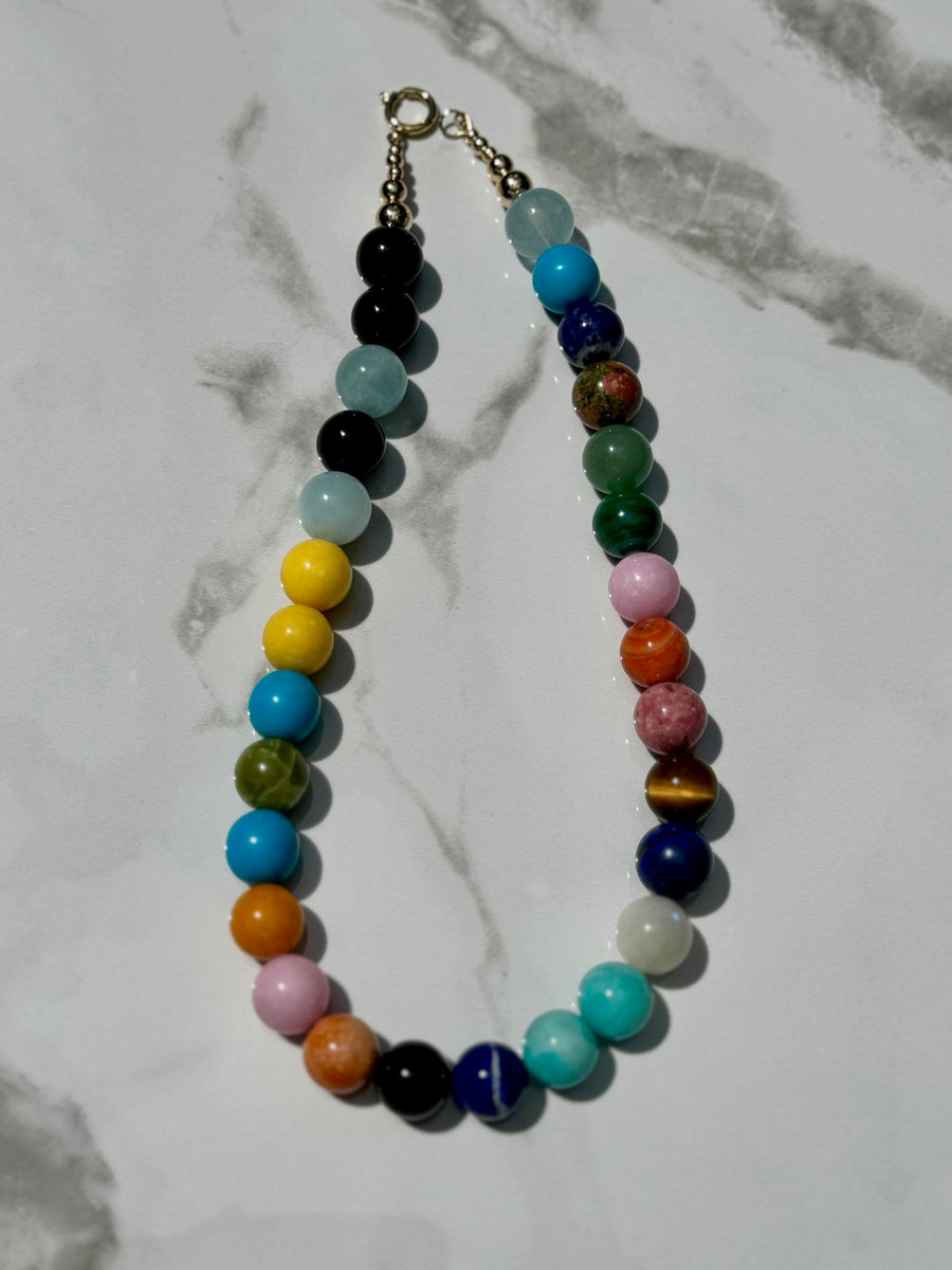 JRD BOLD round gemstone necklace