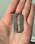 Vintage Sterling Silver Large Razor Blade Pendant