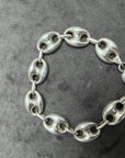 Vintage Sterling Silver Puffy Mariner Link Bracelet